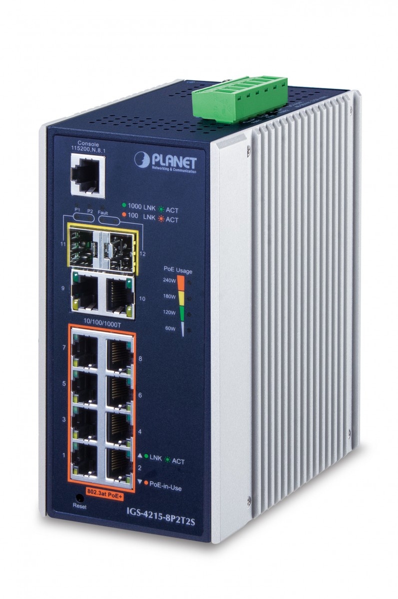 PLANET PLANET IGS-4215-8P2T2S switch di rete Gestito L2/L4 Gigabit Ethernet (10/100/1000) Supporto Power over Ethernet (PoE) Blu, Argento - RETI | TecnoCARE.net Sabaudia, Latina, Terracina, San Felice Circeo e Pontinia