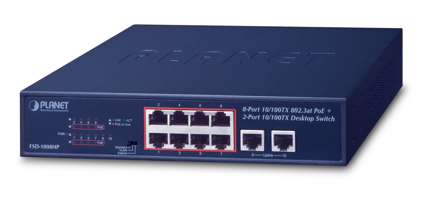 PLANET PLANET FSD-1008HP switch di rete Non gestito Fast Ethernet (10/100) Supporto Power over Ethernet (PoE) 1U Blu - RETI | TecnoCARE.net Sabaudia, Latina, Terracina, San Felice Circeo e Pontinia