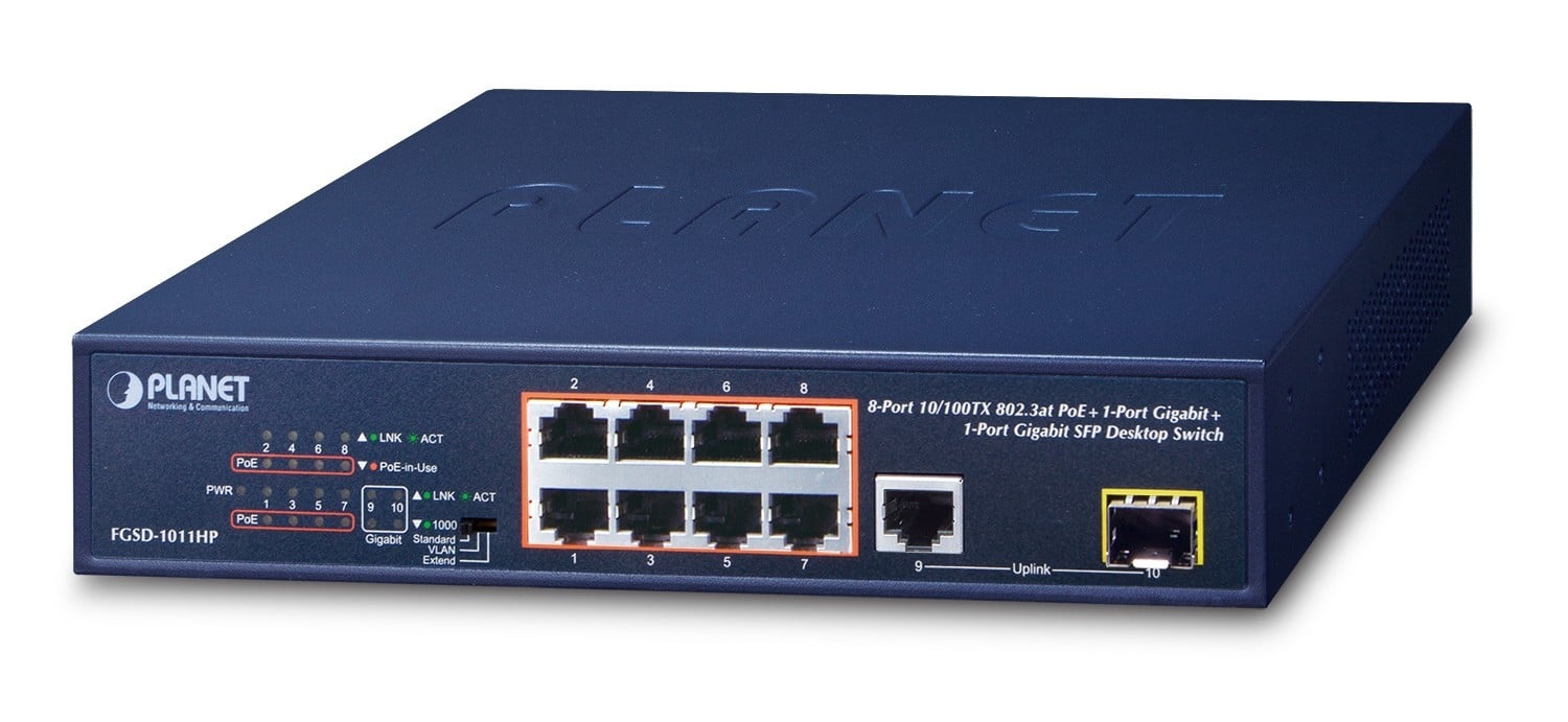 PLANET PLANET FGSD-1011HP switch di rete Non gestito Gigabit Ethernet (10/100/1000) Supporto Power over Ethernet (PoE) 1U Blu - RETI | TecnoCARE.net Sabaudia, Latina, Terracina, San Felice Circeo e Pontinia