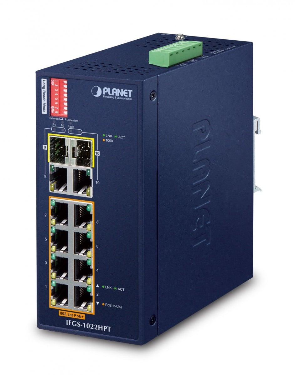 PLANET PLANET IFGS-1022HPT switch di rete Non gestito Fast Ethernet (10/100) Supporto Power over Ethernet (PoE) Blu - RETI | TecnoCARE.net Sabaudia, Latina, Terracina, San Felice Circeo e Pontinia