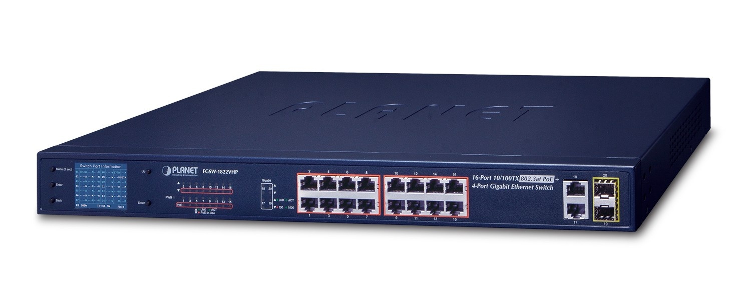 PLANET PLANET FGSW-1822VHP switch di rete Non gestito Fast Ethernet (10/100) Supporto Power over Ethernet (PoE) 1U Blu - RETI | TecnoCARE.net Sabaudia, Latina, Terracina, San Felice Circeo e Pontinia