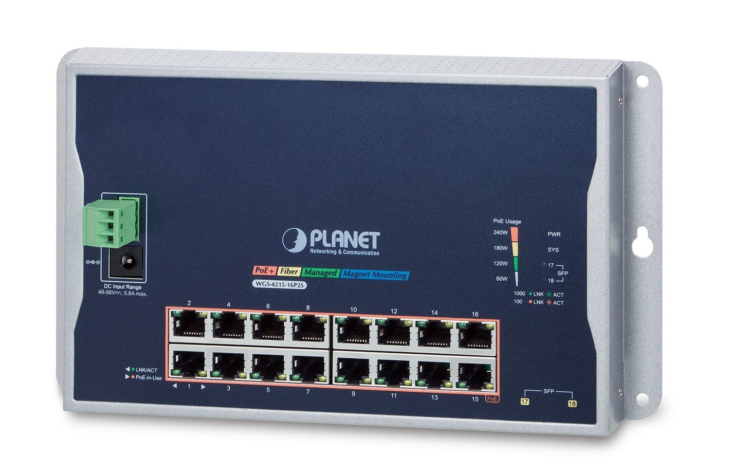 PLANET PLANET WGS-4215-16P2S switch di rete Gestito L2 Gigabit Ethernet (10/100/1000) Supporto Power over Ethernet (PoE) Nero - RETI | TecnoCARE.net Sabaudia, Latina, Terracina, San Felice Circeo e Pontinia