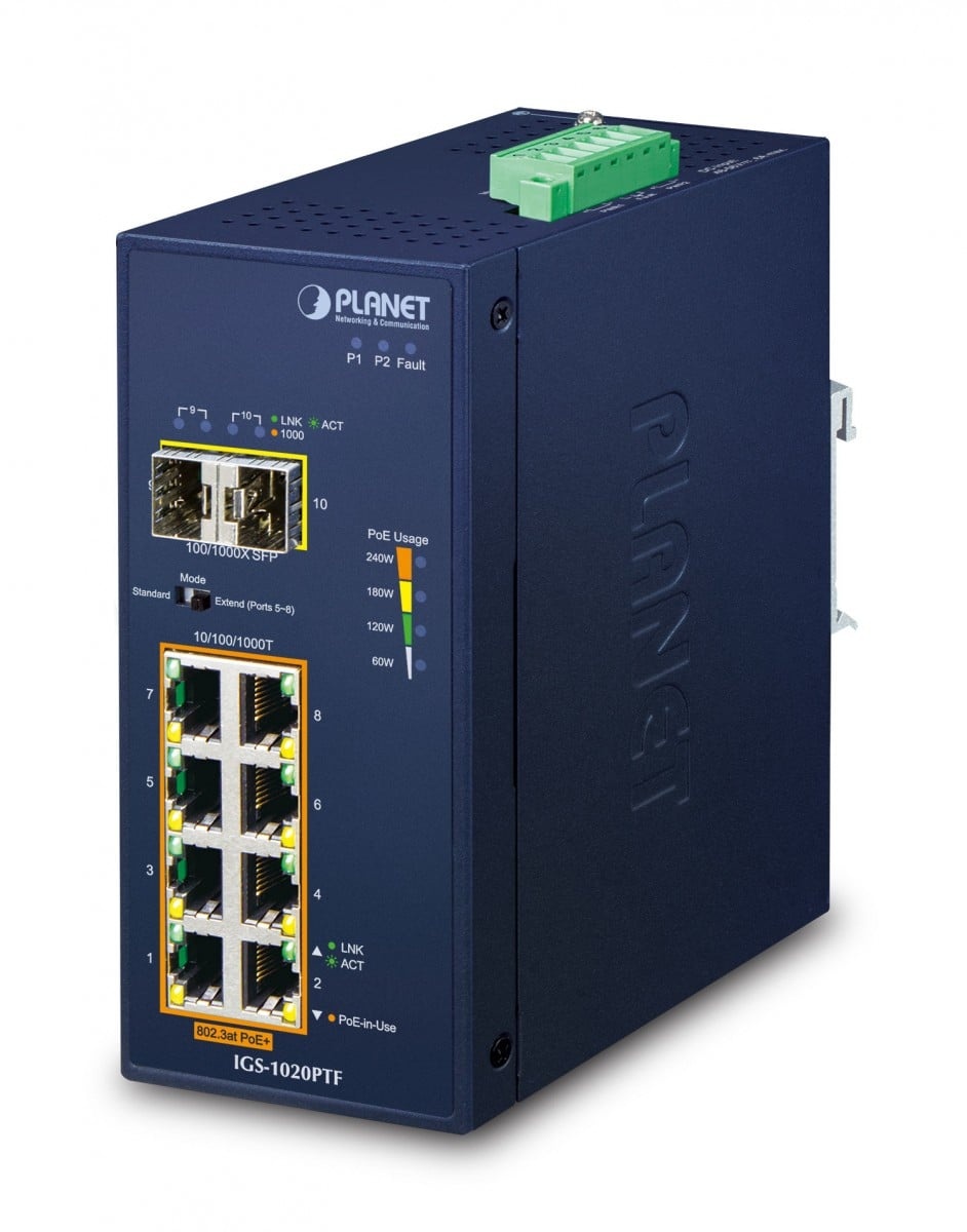 PLANET PLANET IP30 Ind 8-P 10/100/1000T Non gestito Gigabit Ethernet (10/100/1000) Supporto Power over Ethernet (PoE) Blu - RETI | TecnoCARE.net Sabaudia, Latina, Terracina, San Felice Circeo e Pontinia