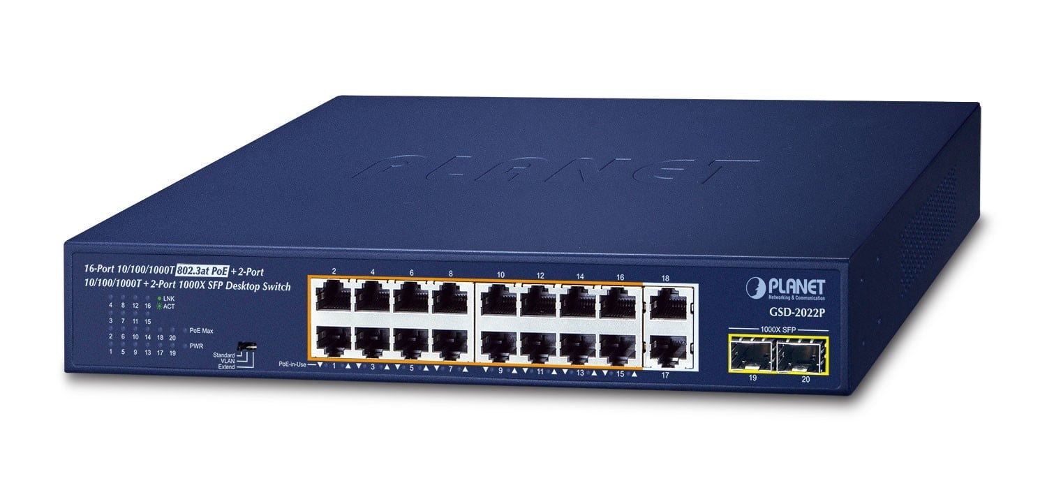 PLANET PLANET 16-Port 10/100/1000T 802.3at Non gestito Gigabit Ethernet (10/100/1000) Supporto Power over Ethernet (PoE) Blu - RETI | TecnoCARE.net Sabaudia, Latina, Terracina, San Felice Circeo e Pontinia