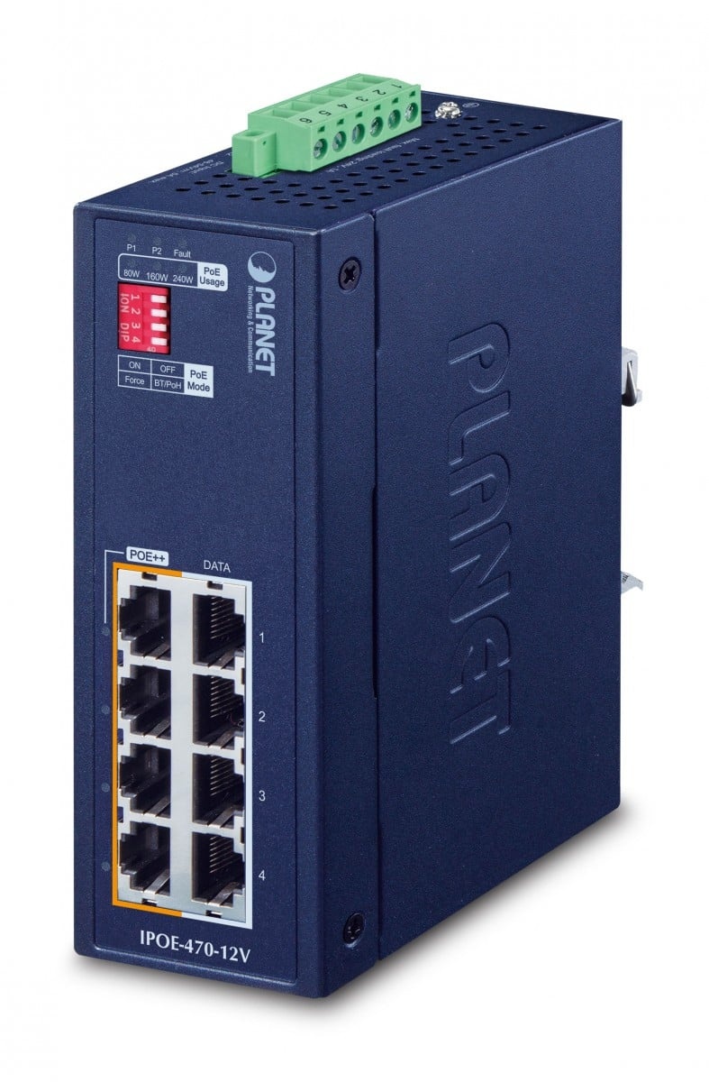 PLANET Planet IPOE-470-12V Switch Ethernet Gigabit Industriale a 8 Porte con PoE - RETI | TecnoCARE.net Sabaudia, Latina, Terracina, San Felice Circeo e Pontinia