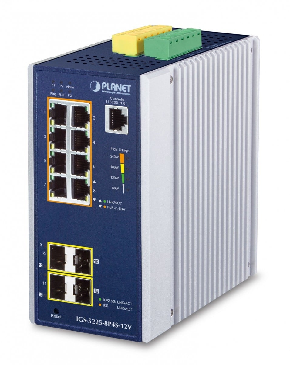 PLANET PLANET Industrial 8-Port GE PoE+ 2*1G SFP+ 2*2,5G SFP - 8-Port Gestito L2+ Gigabit Ethernet (10/100/1000) Supporto Power over Ethernet (PoE) Alluminio, Blu - RETI | TecnoCARE.net Sabaudia, Latina, Terracina, San Felice Circeo e Pontinia