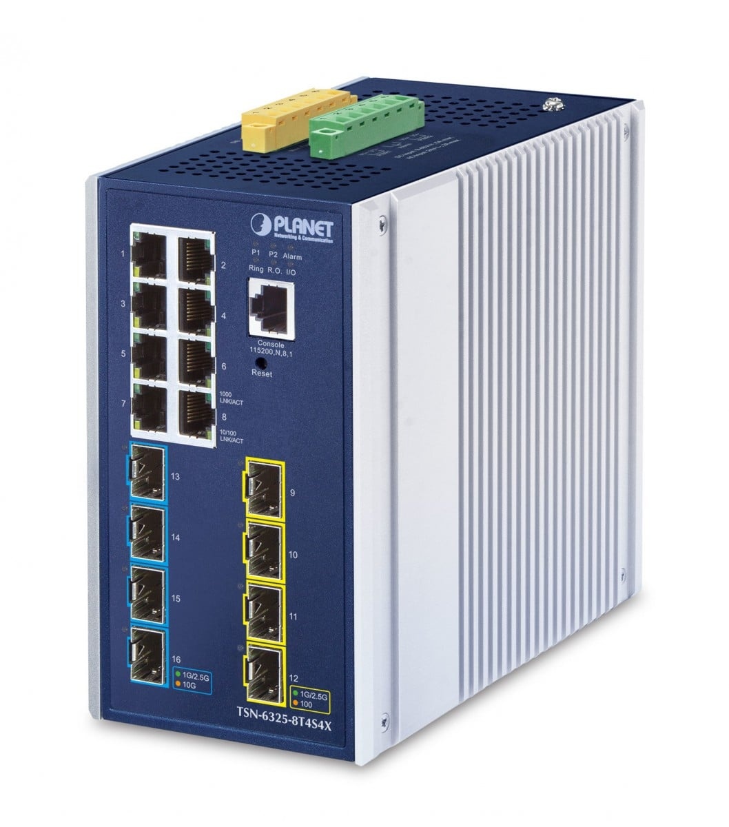 PLANET Planet TSN-6325-8T4S4X IP30 DIN-rail Industrial L3 8-Port 10/100/1000T + 4-port 1G/2.5G SFP + 4-Port 10G SFP+ Managed TSN Switch - RETI | TecnoCARE.net Sabaudia, Latina, Terracina, San Felice Circeo e Pontinia