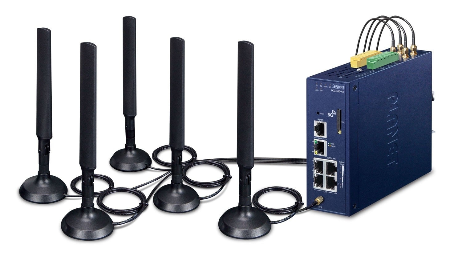 PLANET Planet LCG-300-NR-US IP30 Industrial IoT LoRaWAN + 5G NR Cellular Gateway with 5-Port 10/100/1000T - US915 MHz - RETI | TecnoCARE.net Sabaudia, Latina, Terracina, San Felice Circeo e Pontinia