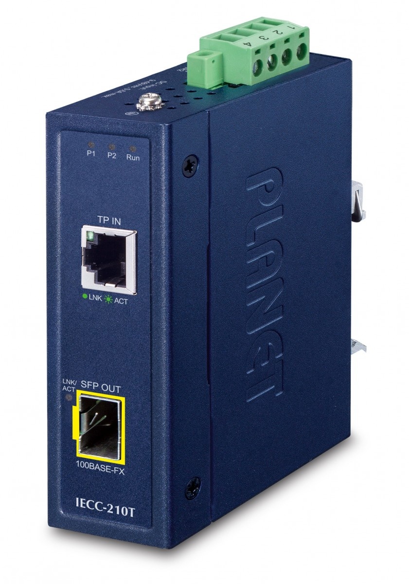 PLANET Planet IECC-210T Industrial 1-Port 100TX + 1-Port 100FX SFP EtherCAT Media Converter (RJ45 In, SFP Out, -40~75 degrees C, Dual 9~48V DC,  BECKHOFF EtherCAT conf - RETI | TecnoCARE.net Sabaudia, Latina, Terracina, San Felice Circeo e Pontinia
