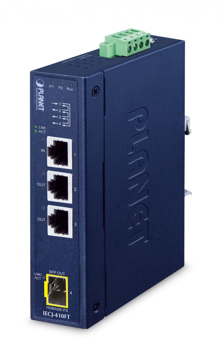 PLANET Planet IECJ-410FT Industrial 3-Port RJ45 + 1-Port SFP EtherCAT Junction Slave (-40~75 degrees C, dual 9~48V DC, 1 x 100TX RJ45 IN, 2 x 100TX RJ45 OUT, 1 x 100FX - RETI | TecnoCARE.net Sabaudia, Latina, Terracina, San Felice Circeo e Pontinia