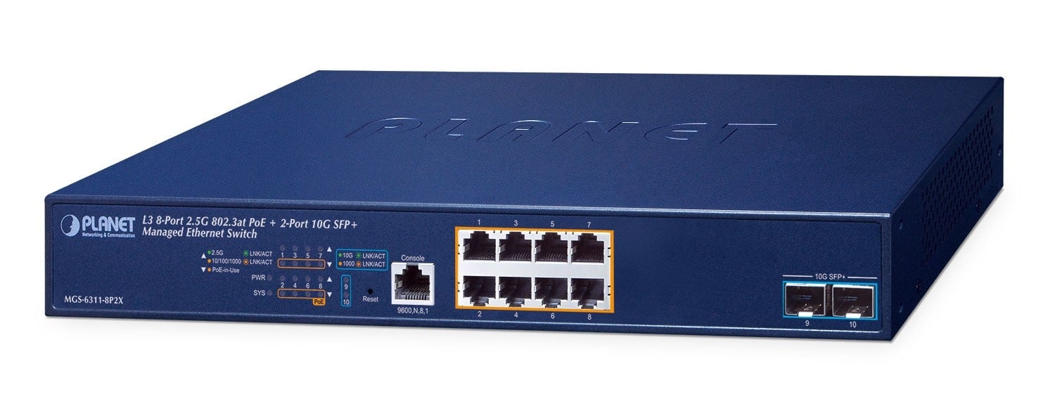 PLANET PLANET Layer 3, 8-Port 2.5GBASE-T Gestito L3 2.5G Ethernet (100/1000/2500) Supporto Power over Ethernet (PoE) 1U Blu - RETI | TecnoCARE.net Sabaudia, Latina, Terracina, San Felice Circeo e Pontinia