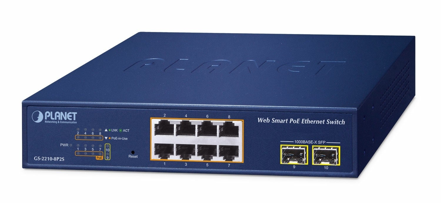 PLANET Planet GS-2210-8P2S Switch Smart 8xGE PoE+ 2xSFP - RETI | TecnoCARE.net Sabaudia, Latina, Terracina, San Felice Circeo e Pontinia