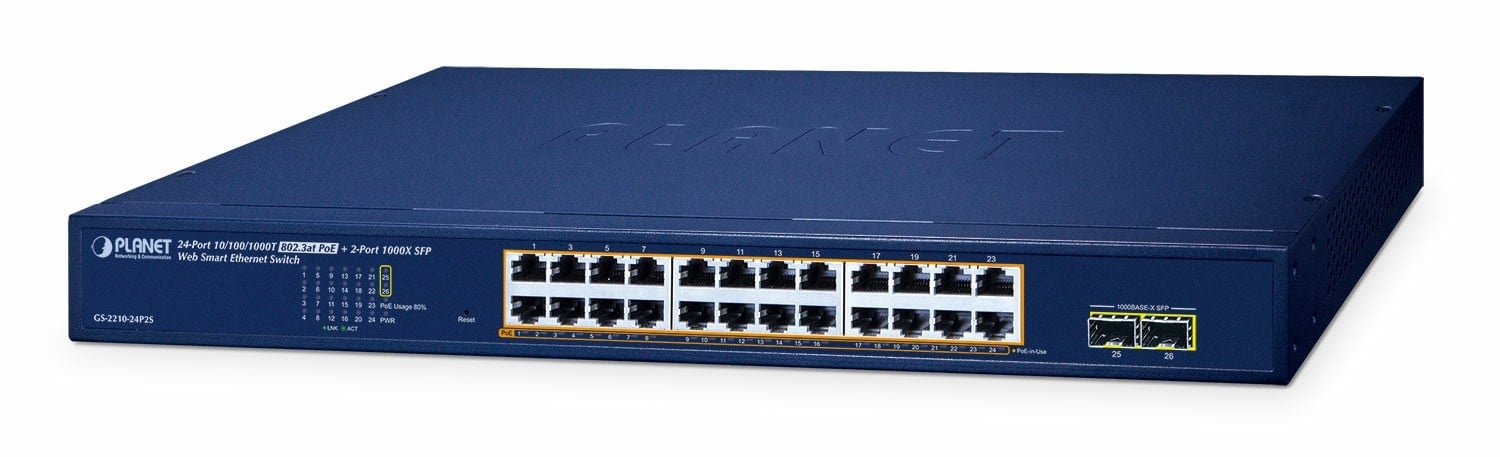 PLANET Planet GS-2210-24P2S Switch Smart 24xGE PoE+ 2xSFP - RETI | TecnoCARE.net Sabaudia, Latina, Terracina, San Felice Circeo e Pontinia