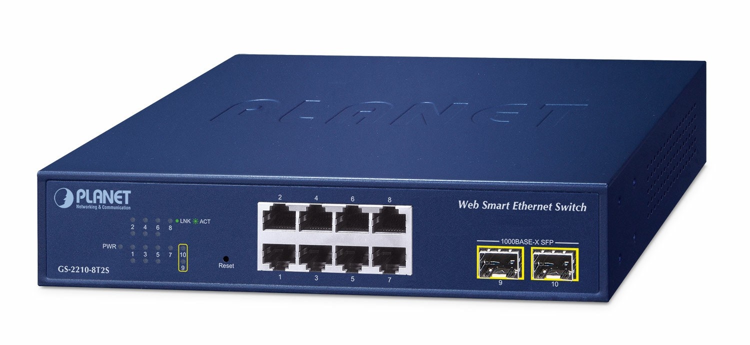 PLANET Planet GS-2210-8T2S Switch Smart 8xGE 2xSFP - RETI | TecnoCARE.net Sabaudia, Latina, Terracina, San Felice Circeo e Pontinia