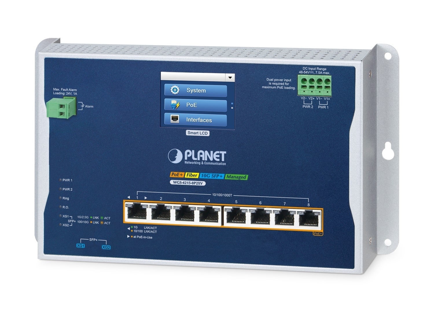 PLANET PLANET Industrial 8-Port Wall-mount Switch WGS-4215-8P2XV Gestito L2+ Gigabit Ethernet (10/100/1000) Supporto Power over Ethernet (PoE) Blu, Metallico - RETI | TecnoCARE.net Sabaudia, Latina, Terracina, San Felice Circeo e Pontinia