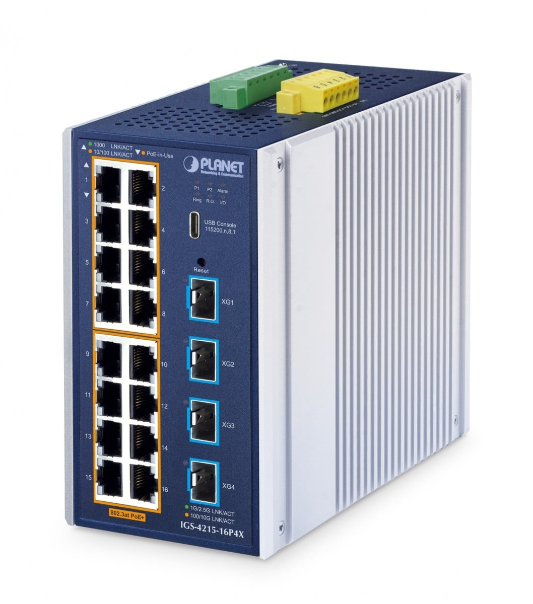 PLANET PLANET ndustrial L2+ 16-Port 10/100/1000T 802.3at PoE + 4-Port 10G SFP+ Managed Ethernet Switch Gestito L2+ Gigabit Ethernet (10/100/1000) Supporto Power over E - RETI | TecnoCARE.net Sabaudia, Latina, Terracina, San Felice Circeo e Pontinia