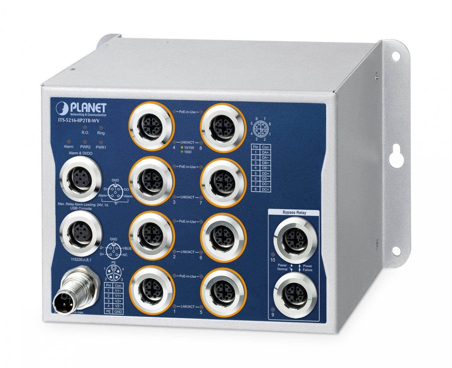 PLANET PLANET IP50 Industrial L2+ 8-Port 10/100/1000T 802.3at PoE M12 + 2-Port 10/100/1000T M12 Bypass Managed Ethernet Switch Gestito L2+ Supporto Power over Ethernet - RETI | TecnoCARE.net Sabaudia, Latina, Terracina, San Felice Circeo e Pontinia