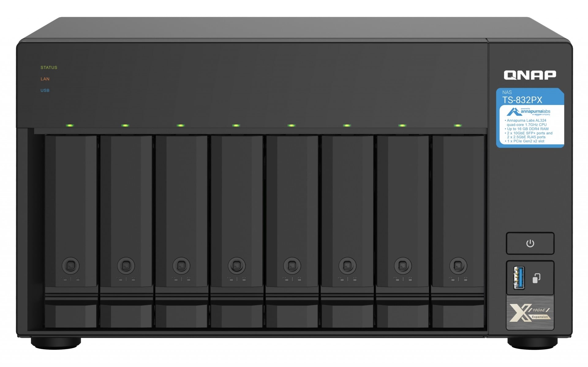 QNAP QNAP TS-832PX NAS Tower Collegamento ethernet LAN Alluminio, Nero AL324 - SUPPORTI PER LA MEMORIZZAZIONE | TecnoCARE.net Sabaudia, Latina, Terracina, San Felice Circeo e Pontinia