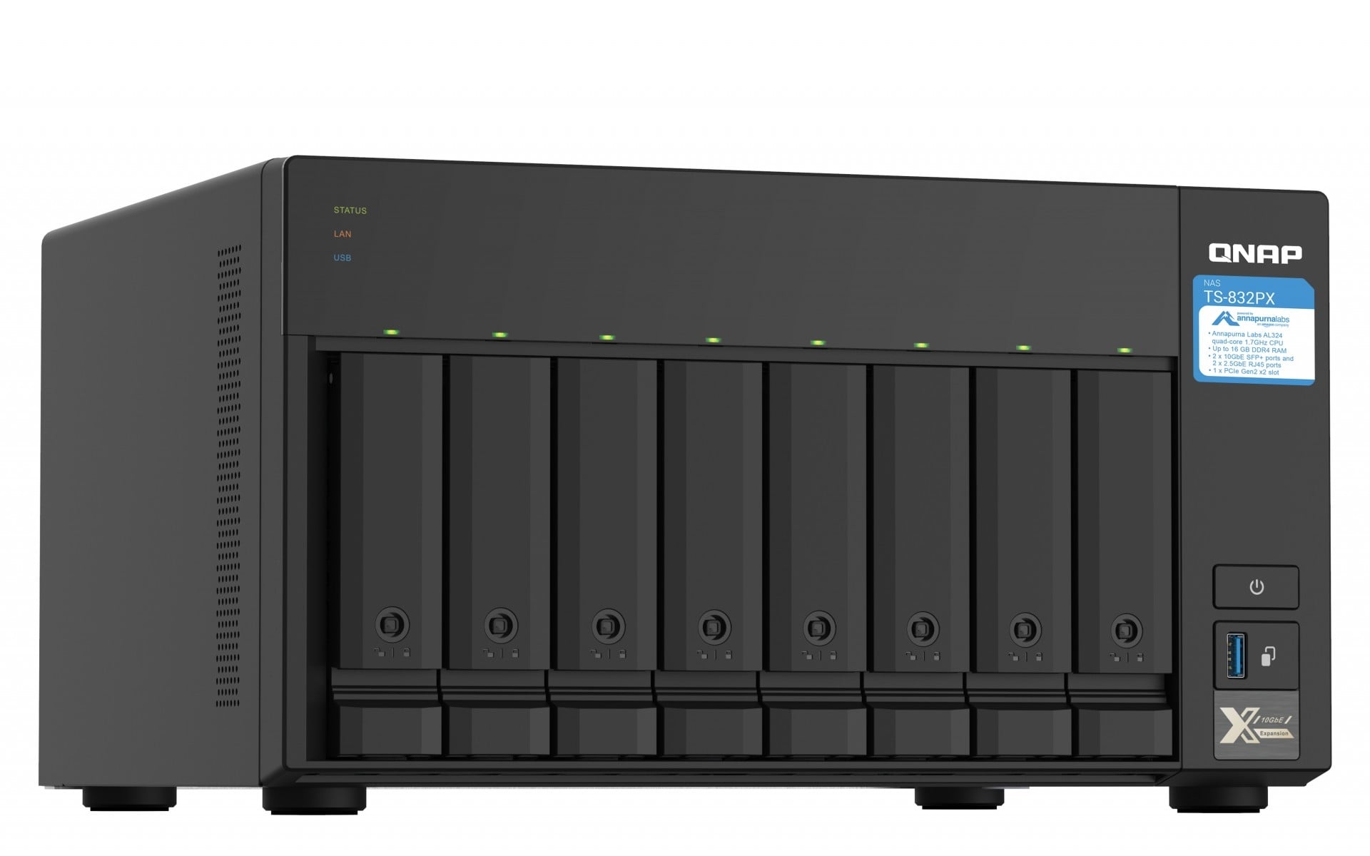 QNAP QNAP TS-832PX NAS Tower Collegamento ethernet LAN Alluminio, Nero AL324 - SUPPORTI PER LA MEMORIZZAZIONE | TecnoCARE.net Sabaudia, Latina, Terracina, San Felice Circeo e Pontinia