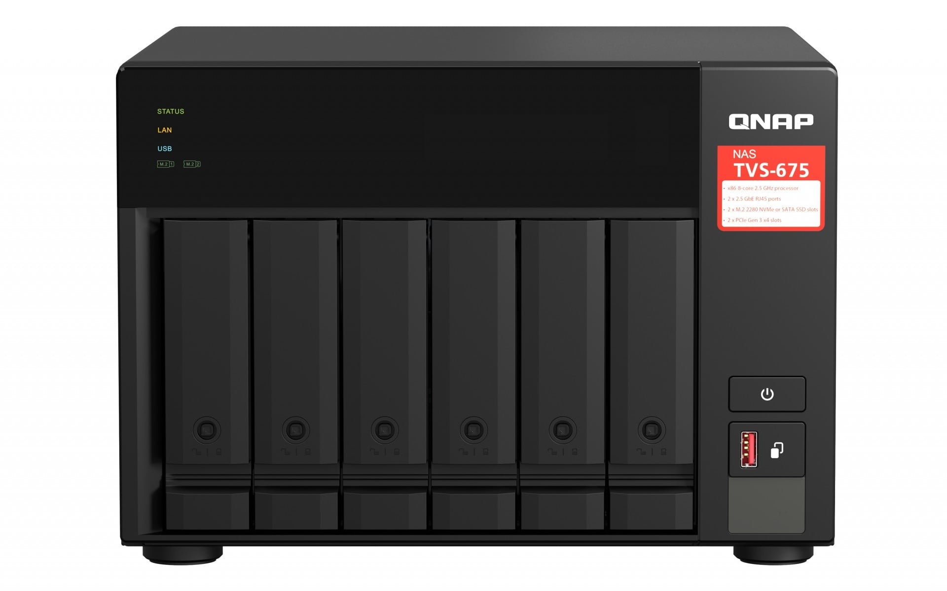 QNAP QNAP TVS-675 NAS Tower Collegamento ethernet LAN Nero KX-U6580 - SUPPORTI PER LA MEMORIZZAZIONE | TecnoCARE.net Sabaudia, Latina, Terracina, San Felice Circeo e Pontinia