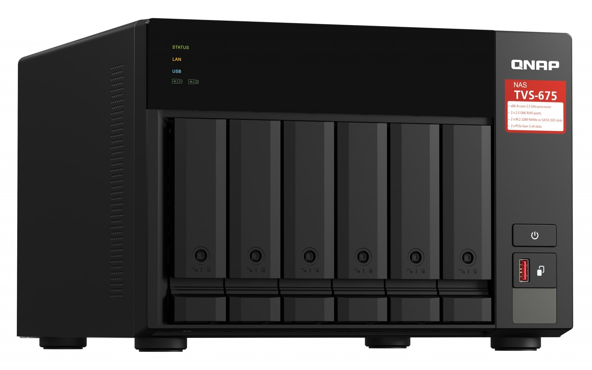 QNAP QNAP TVS-675 NAS Tower Collegamento ethernet LAN Nero KX-U6580 - SUPPORTI PER LA MEMORIZZAZIONE | TecnoCARE.net Sabaudia, Latina, Terracina, San Felice Circeo e Pontinia