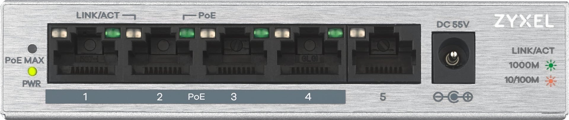 ZYXEL Zyxel GS1005HP Non gestito Gigabit Ethernet (10/100/1000) Supporto Power over Ethernet (PoE) Argento - RETI | TecnoCARE.net Sabaudia, Latina, Terracina, San Felice Circeo e Pontinia