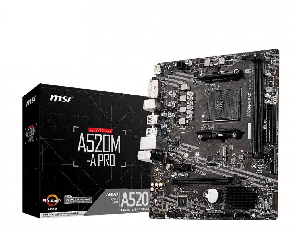 MSI MSI MB AMD A520, A520M-A PRO AM4 2DDR4 11PCI-Ex16, 1M2, 4SATA3, 6USB3 - MAINBOARD | TecnoCARE.net Sabaudia, Latina, Terracina, San Felice Circeo e Pontinia