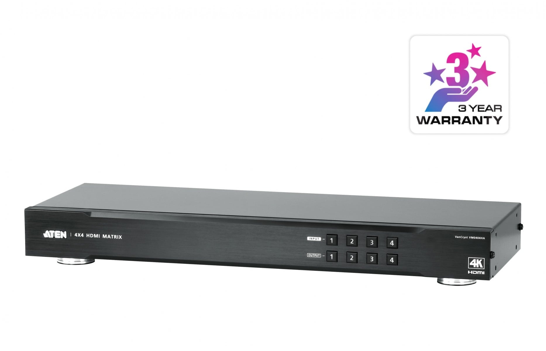 ATEN Switch matrix 4K HDMI 4x4 - Commutatore a matrice AV - 10,2 Gbit/s - 340 MHz - 4096 x 2160 Pixel - Nero - Metallo - ELABORAZIONI E DISTRIBUZIONI DEL SEGNALE | TecnoCARE.net Sabaudia, Latina, Terracina, San Felice Circeo e Pontinia