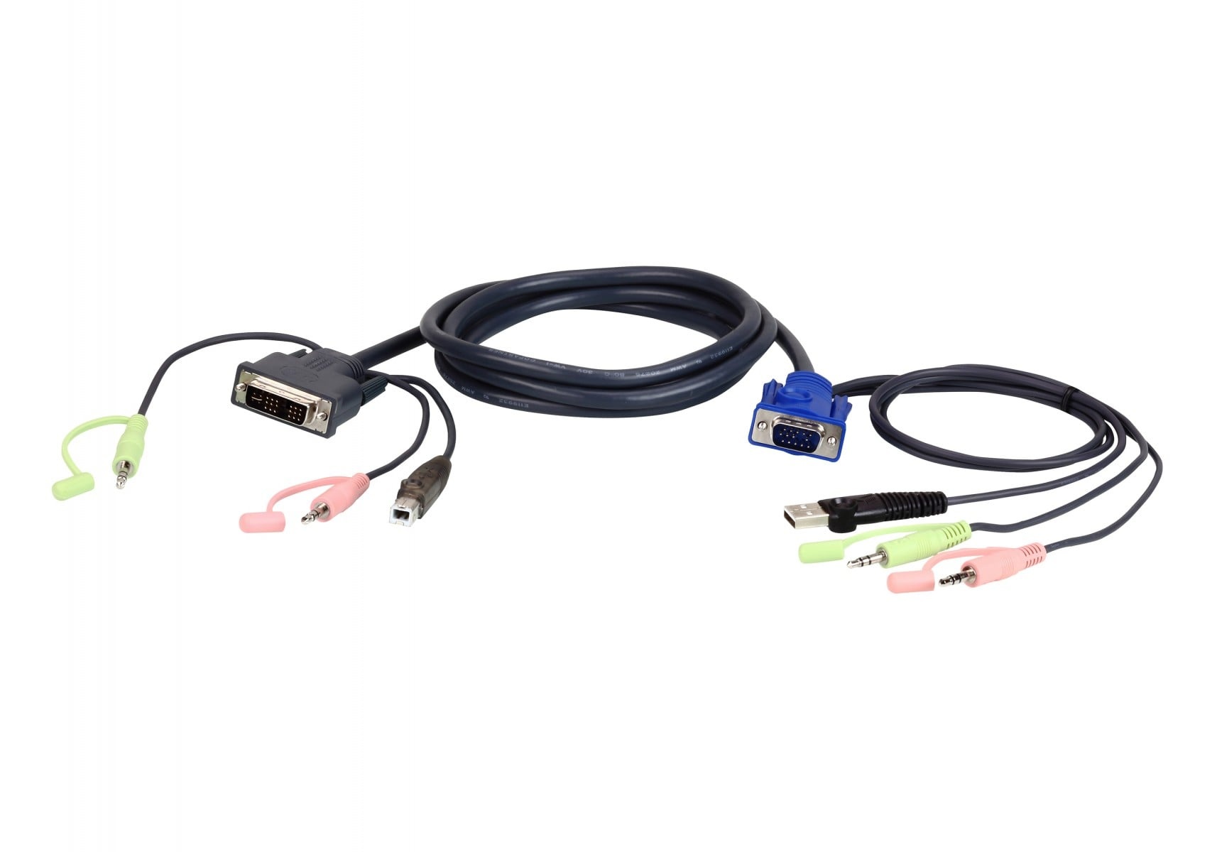ATEN ATEN 2L-7DX2U - 1,8 m - VGA (D-Sub) + 3.5mm + USB Type-A - DVI-I + 3.5mm + USB Type-B - Maschio - Maschio - Nero - Verde - Rosa - CAVI PER COMPUTER E PERIFERICHE | TecnoCARE.net Sabaudia, Latina, Terracina, San Felice Circeo e Pontinia