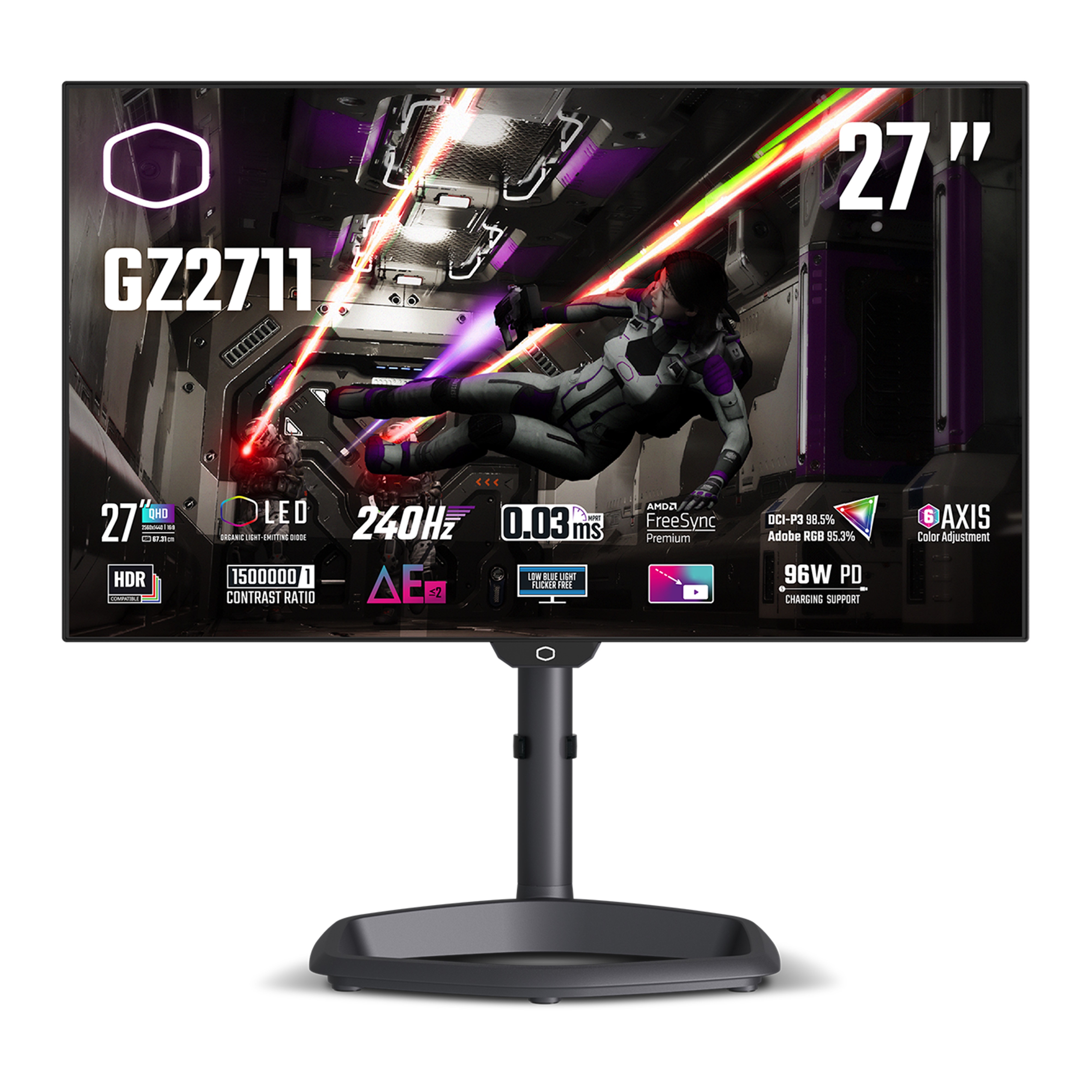 COOLER MASTER COOLER MASTER MONITOR GAMING 27 OLED 16:9 QHD 0,3 MS 240HZ, DCI-P3 98,5, ADOBE RGB 95,3, PIVOT, USB-C DOCK, DP/HDMI, MULTIMEDIALE, TEMPEST GZ2711 - MONITOR GAMING | TecnoCARE.net Sabaudia, Latina, Terracina, San Felice Circeo e Pontinia
