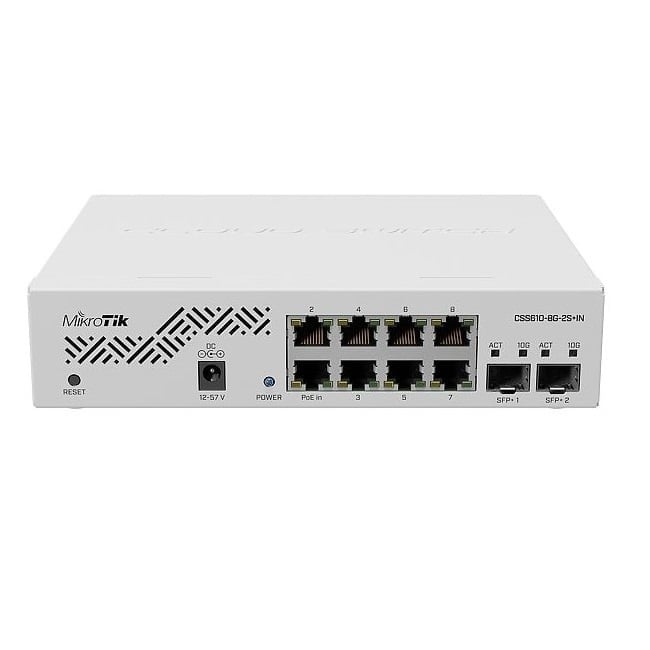 MIKROTIK Mikrotik CSS610-8G-2S+IN switch Gigabit Ethernet (10/100/1000) con supporto PoE in (nessun supporto PoE out) Bianco - RETI | TecnoCARE.net Sabaudia, Latina, Terracina, San Felice Circeo e Pontinia
