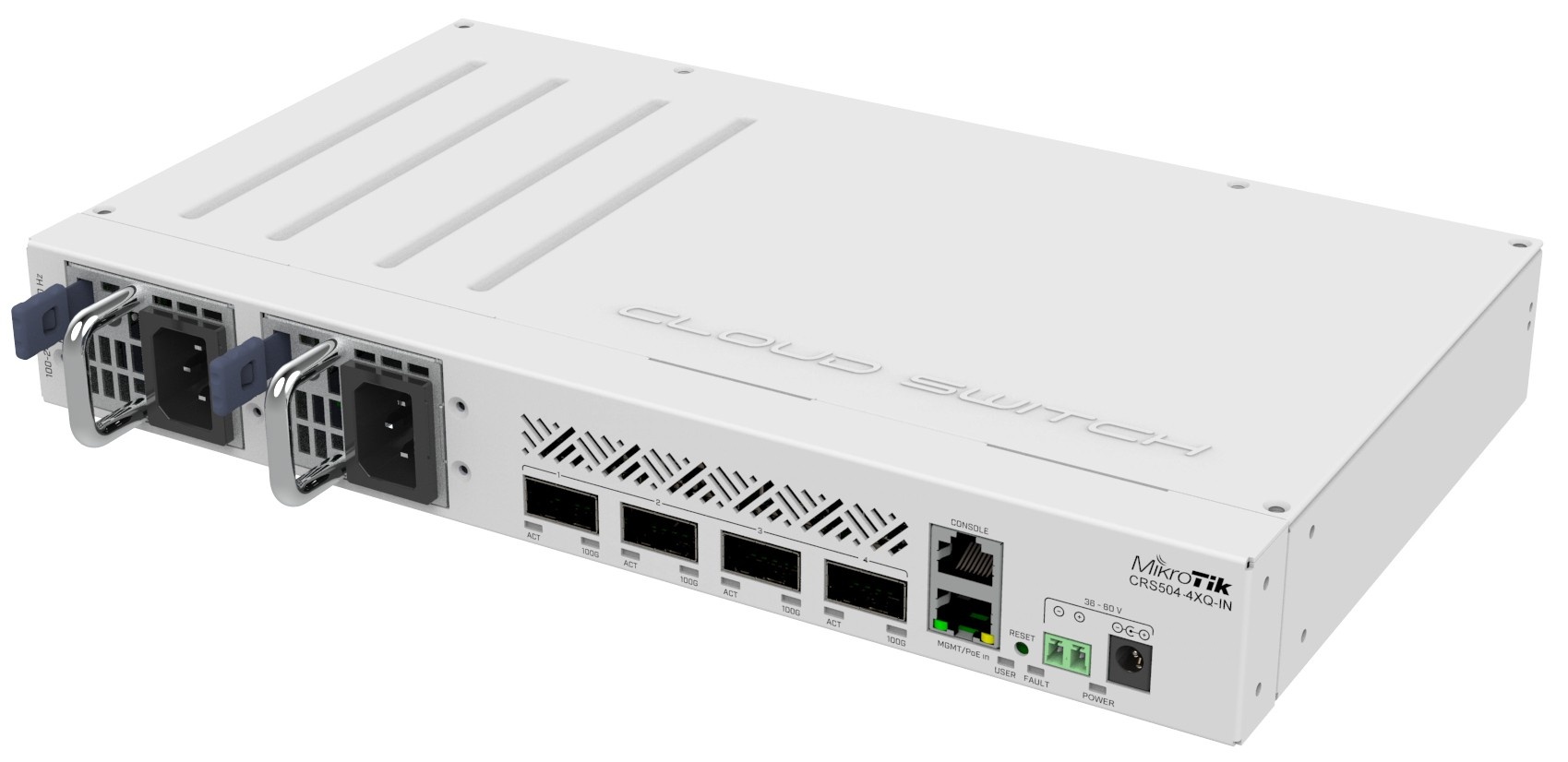 MIKROTIK MikroTik Cloud Router Switch 504-4XQ-IN, 4x 100G QSFP, 16x 25G Ports, PoE, RouterOS L5 - RETI | TecnoCARE.net Sabaudia, Latina, Terracina, San Felice Circeo e Pontinia
