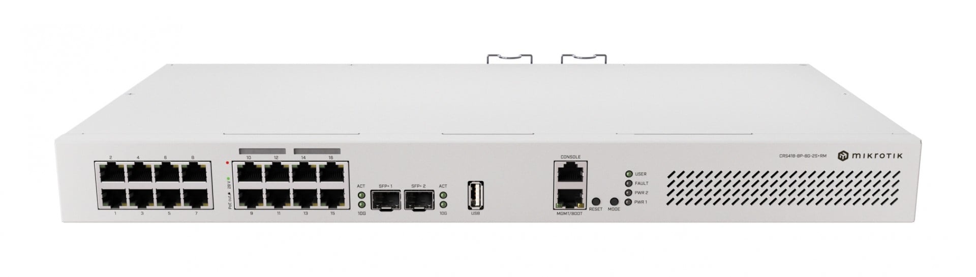 MIKROTIK Mikrotik CRS418-8P-8G-2S+RM Cloud Router/Sw L2/L3 Gigabit Ethernet (10/100/1000) Supporto Power over Ethernet (PoE) 1U - RETI | TecnoCARE.net Sabaudia, Latina, Terracina, San Felice Circeo e Pontinia