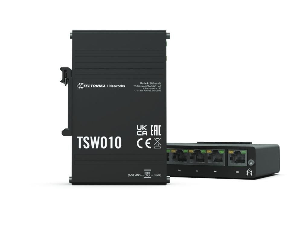 TELTONIKA Teltonika TSW010 DIN Rain Switch 5 x Fast Ethernet (10/100) Supporto Power over Ethernet (PoE) Nero - RETI | TecnoCARE.net Sabaudia, Latina, Terracina, San Felice Circeo e Pontinia