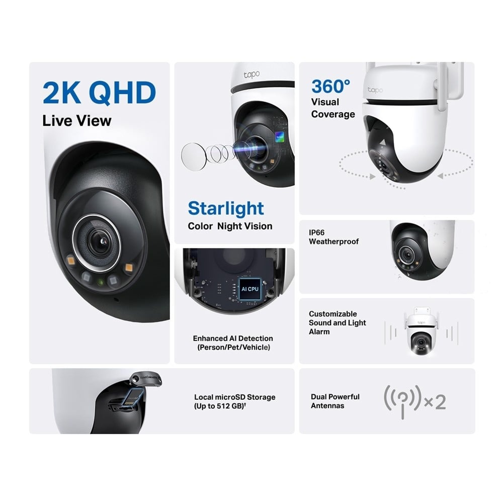TP-LINK TP-Link Tapo C520WS Cupola Telecamera di sicurezza IP Interno e esterno 2560 x 1440 Pixel Soffitto - SISTEMI DI SORVEGLIANZA | TecnoCARE.net Sabaudia, Latina, Terracina, San Felice Circeo e Pontinia