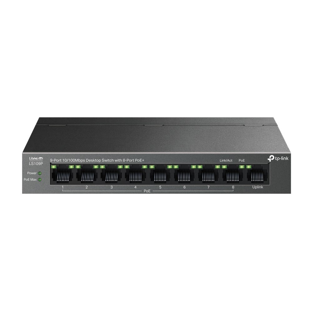TP-LINK TP-Link LiteWave LS109P switch di rete Non gestito Fast Ethernet (10/100) Supporto Power over Ethernet (PoE) Nero - RETI | TecnoCARE.net Sabaudia, Latina, Terracina, San Felice Circeo e Pontinia