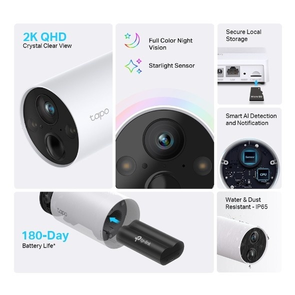 TP-LINK TP-Link Tapo C420S2 Lampadina Telecamera di sicurezza IP Interno e esterno 2560 x 1440 Pixel Parete - SISTEMI DI SORVEGLIANZA | TecnoCARE.net Sabaudia, Latina, Terracina, San Felice Circeo e Pontinia