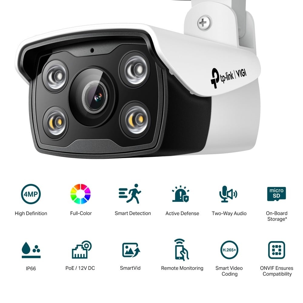 TP-LINK TP-Link VIGI C340 Telecamera di rete bullet esterna a colori 4MP - SISTEMI DI SORVEGLIANZA | TecnoCARE.net Sabaudia, Latina, Terracina, San Felice Circeo e Pontinia
