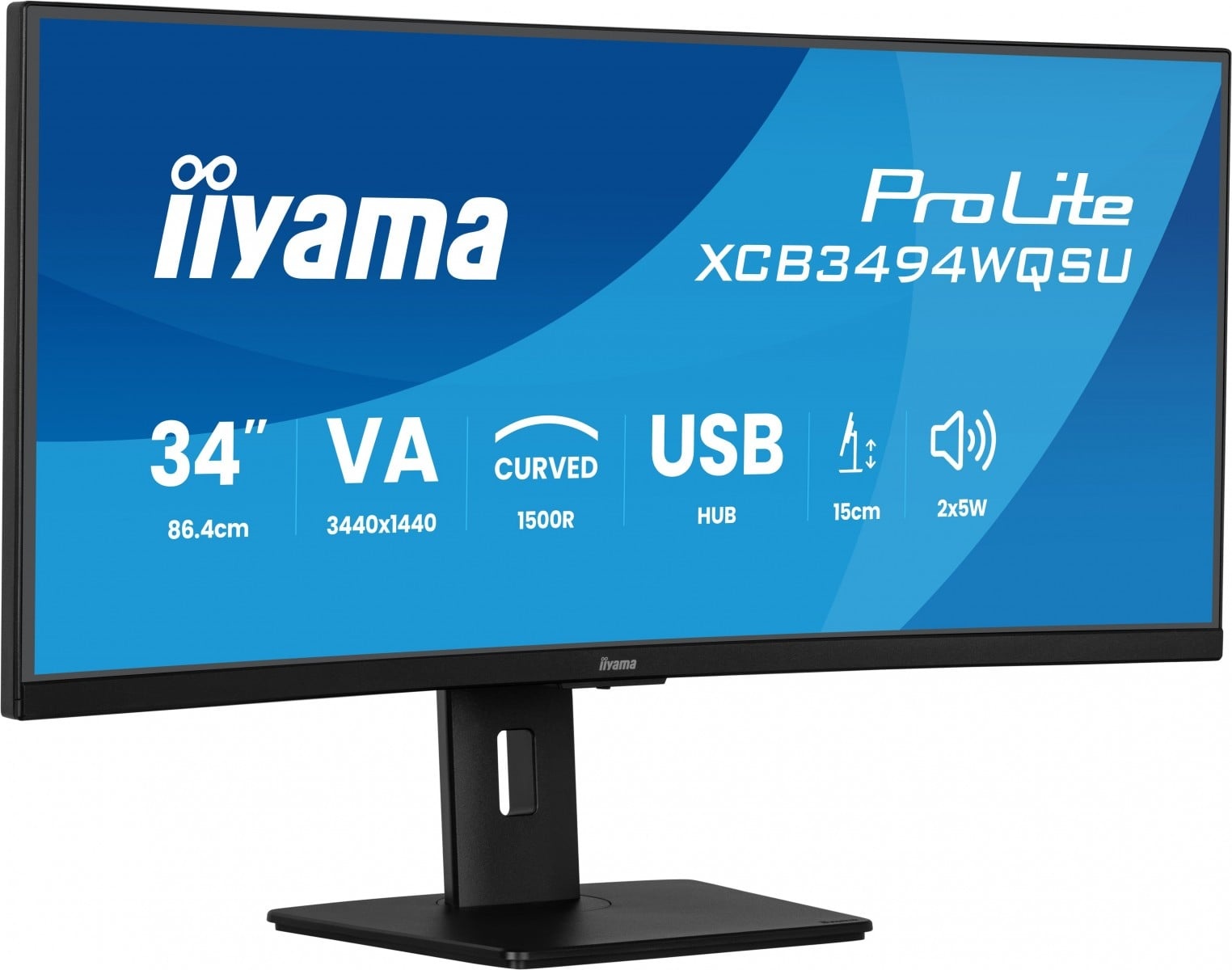IIYAMA iiyama XCB3494WQSU-B1 34" UW Curvo VA-panel 3440x1440 120Hz 350cd/m2 04ms MPRT Altoparlanti DisplayPort 2xHDMI USB HUB - MONITOR E ACCESSORI | TecnoCARE.net Sabaudia, Latina, Terracina, San Felice Circeo e Pontinia