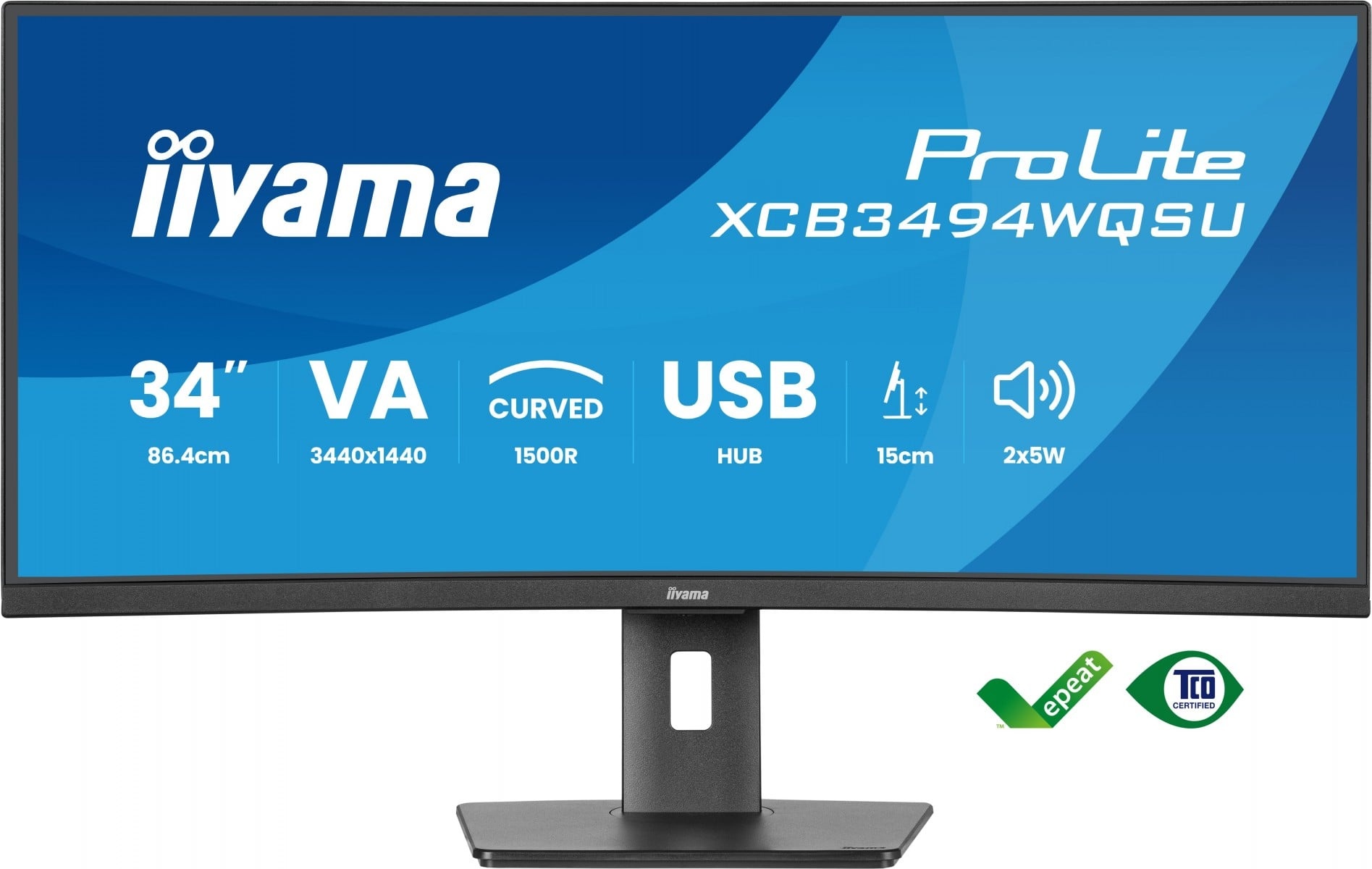 IIYAMA iiyama XCB3494WQSU-B1 34" UW Curvo VA-panel 3440x1440 120Hz 350cd/m2 04ms MPRT Altoparlanti DisplayPort 2xHDMI USB HUB - MONITOR E ACCESSORI | TecnoCARE.net Sabaudia, Latina, Terracina, San Felice Circeo e Pontinia