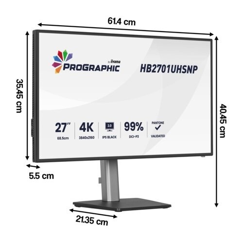 IIYAMA iiyama HB2701UHSNP-B1 Monitor ProGraphic 27" IPS NERO 2.0 4K 450cd Dock USB-C 96W HDMI DP Daisy Chain 4xUSB LAN sRGB 100% DCI-P3 99% - MONITOR E ACCESSORI | TecnoCARE.net Sabaudia, Latina, Terracina, San Felice Circeo e Pontinia