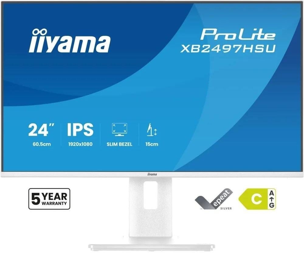 IIYAMA iiyama XB2497HSU-W1 Monitor ProLite 23,8" IPS FHD 120Hz 350cd 2xUSB 3.2 2xUSB-C HDMI DP HAS 150mm PIVOT bianco - MONITOR E ACCESSORI | TecnoCARE.net Sabaudia, Latina, Terracina, San Felice Circeo e Pontinia