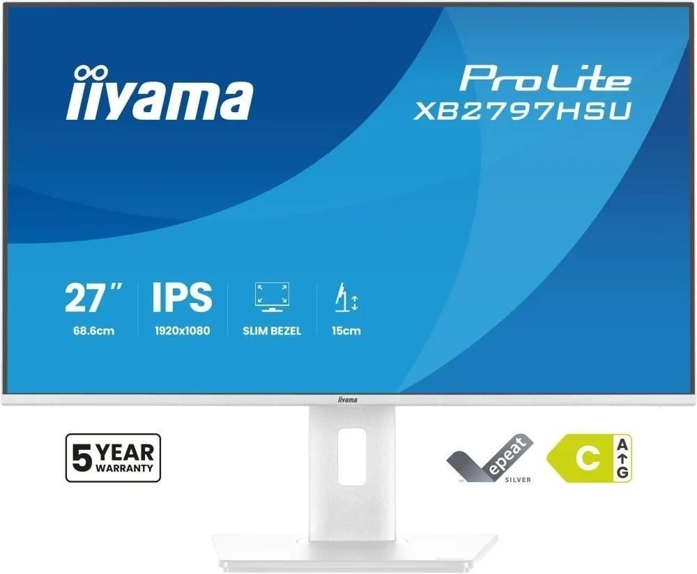 IIYAMA iiyama XB2797HSU-W1 Monitor ProLite 27" IPS FHD 120Hz 350cd 2xUSB 3.2 2xUSB-C HDMI DP 2x2W HAS 150mm PIVOT bianco - MONITOR E ACCESSORI | TecnoCARE.net Sabaudia, Latina, Terracina, San Felice Circeo e Pontinia
