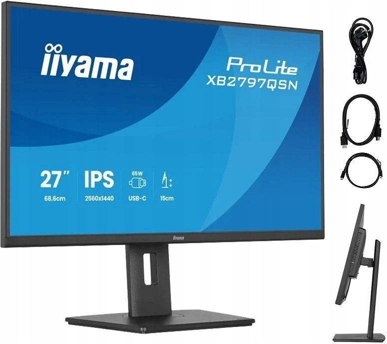 IIYAMA iiyama XB2797QSN-B1 Monitor ProLite 27" IPS QHD 350cd 1ms HAS 150mm HDMI DP USB-C Dock 65W 4xUSB LAN - MONITOR E ACCESSORI | TecnoCARE.net Sabaudia, Latina, Terracina, San Felice Circeo e Pontinia