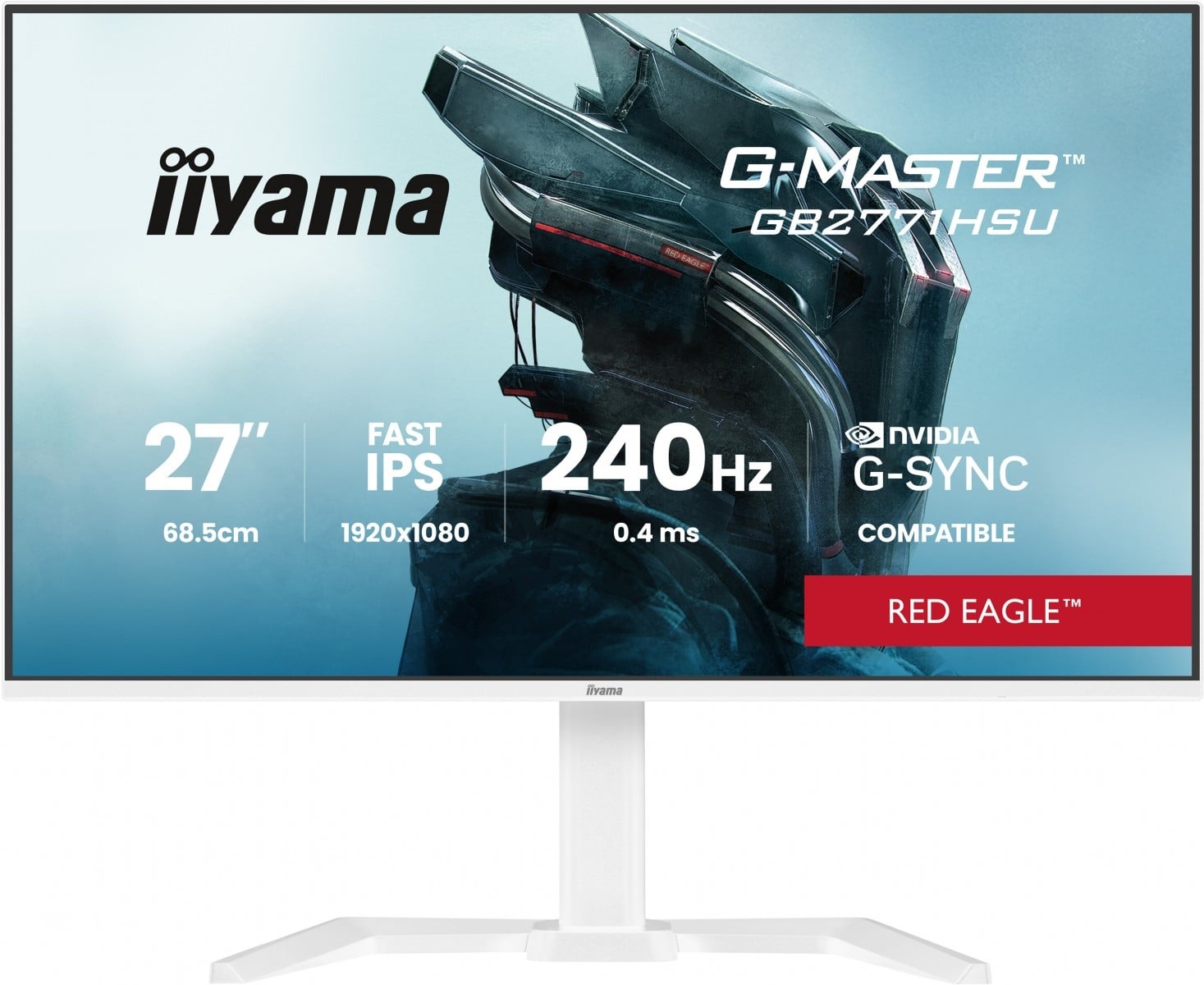 IIYAMA iiyama GB2771HSU-W1 Monitor da gioco G-Master 27" Fast IPS FHD 240Hz 0,4ms DP 2xHDMI HAS USB-C Adaptive G-SYNC bianco - MONITOR E ACCESSORI | TecnoCARE.net Sabaudia, Latina, Terracina, San Felice Circeo e Pontinia