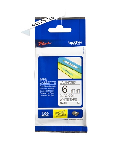 BROTHER BROTHER NASTRO LAMINATO DA 6 MM (8 M) NERO/BIANCO - NASTRI AGHI | TecnoCARE.net Sabaudia, Latina, Terracina, San Felice Circeo e Pontinia