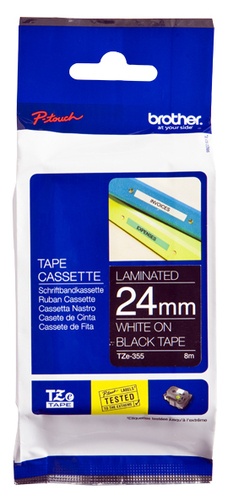 BROTHER BROTHER NASTRO LAMINATO DA 24MM  LUNGHEZZA 8 METRI  COLORE BIANCO SU FONDO NERO - NASTRI AGHI | TecnoCARE.net Sabaudia, Latina, Terracina, San Felice Circeo e Pontinia