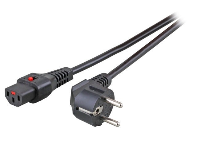 IEC LOCK Cavo di alimentazione Schuko angolato/IEC C13 dritto M/F 1,5m nero con blocco IEC LOCK - CAVI PER COMPUTER E PERIFERICHE | TecnoCARE.net Sabaudia, Latina, Terracina, San Felice Circeo e Pontinia