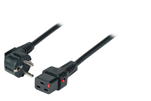 IEC LOCK Cavo di alimentazione Schuko/IEC C19 angolato dritto M/F 2m nero con blocco IEC LOCK - CAVI PER COMPUTER E PERIFERICHE | TecnoCARE.net Sabaudia, Latina, Terracina, San Felice Circeo e Pontinia