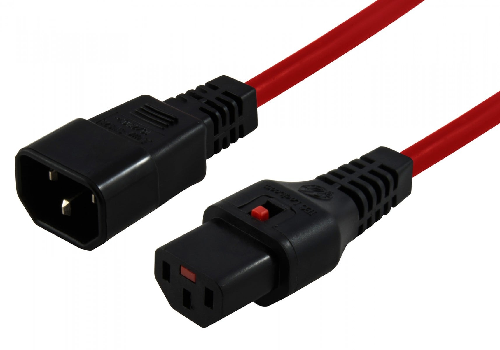 IEC LOCK Cavo di alimentazione IEC C14/IEC C13 dritto M/F 1m rosso con blocco IEC LOCK - CAVI PER COMPUTER E PERIFERICHE | TecnoCARE.net Sabaudia, Latina, Terracina, San Felice Circeo e Pontinia